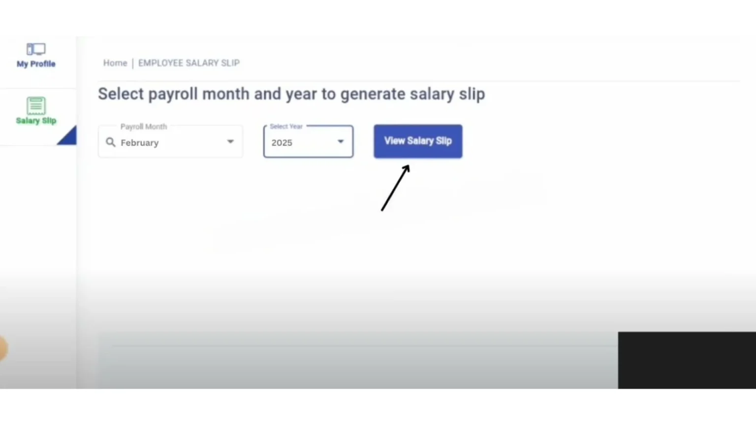 click on the view salary slip