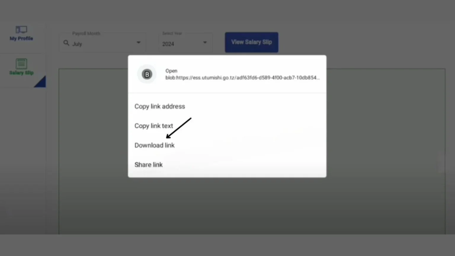 download your ess utumishi salary slip
