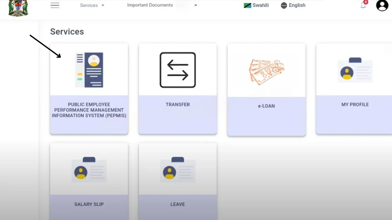 click on the pepmis dashboard